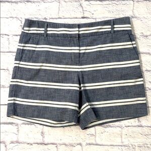 LOFT The Riviera Short Blue and White Striped Cotton Chino Shorts Size 8